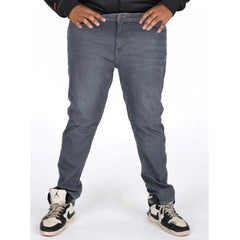 Mayawye Men's Cotton Blended Solid Plus Size Jeans (Grey)