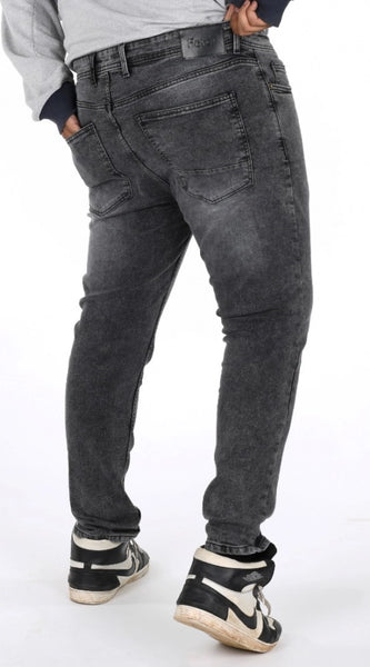 Mayawye Men's Cotton Blended Solid Plus Size Jeans (Grey)