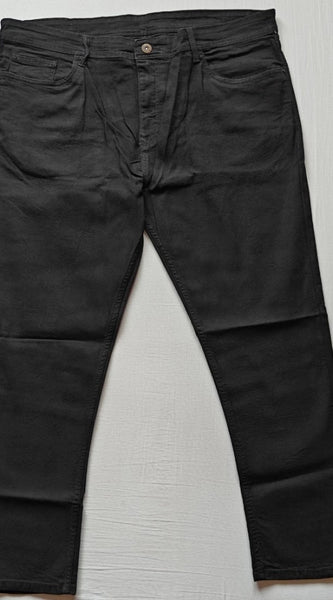 Mayawye Men's Cotton Blended Solid Plus Size Jeans (Black)
