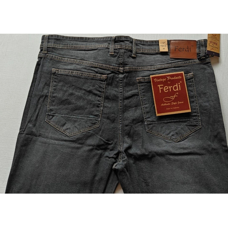 Mayawye Men's Cotton Blended Solid Plus Size Jeans (Dark Grey)