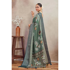 Mayawye Women's Crepe Silk Printed Saree With Unstitched Blouse 5.5Mtr (Green)