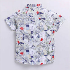 Mayawye Boy's Cotton Blend Printed Short Sleeve Shirt (MultiColor)