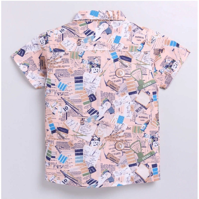 Mayawye Boy's Cotton Blend Printed Short Sleeve Shirt (MultiColor)