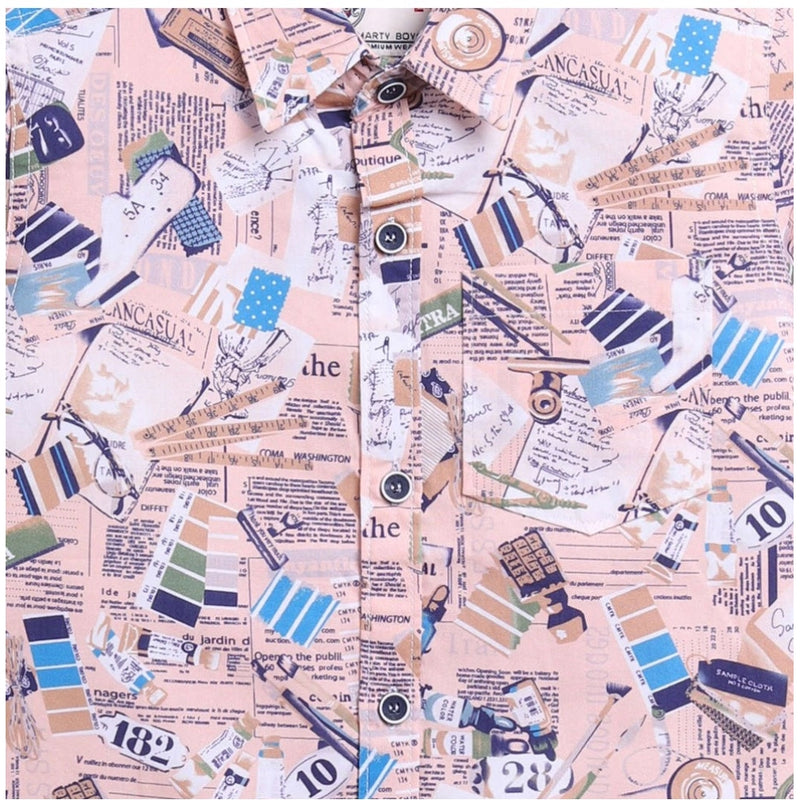Mayawye Boy's Cotton Blend Printed Short Sleeve Shirt (MultiColor)