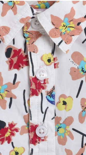 Mayawye Boy's Cotton Blend Printed Short Sleeve Shirt (MultiColor)