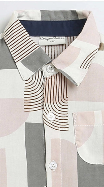 Mayawye Boy's Cotton Blend Printed Short Sleeve Shirt (MultiColor)