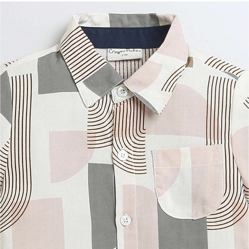 Mayawye Boy's Cotton Blend Printed Short Sleeve Shirt (MultiColor)