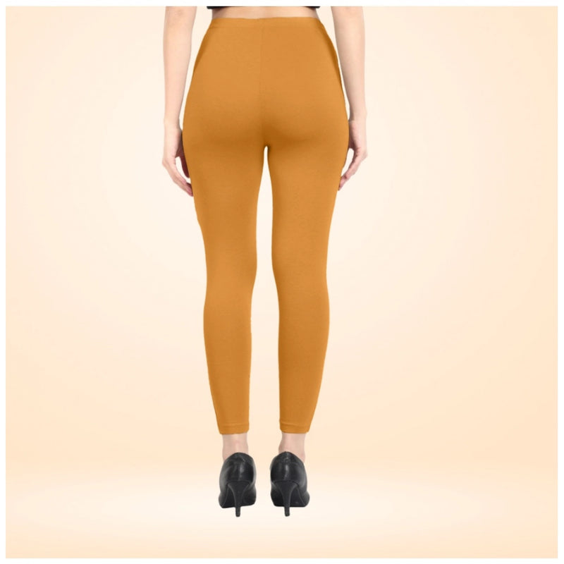 Mayawye Women's Cotton Blended Solid Ankle legging (Mustard Yellow)