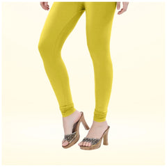 Mayawye Women's Cotton Blended Solid Churidar leggings (Lemon Yellow)