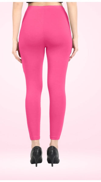 Mayawye Women's Cotton Blended Solid Ankle legging (Dark Pink)