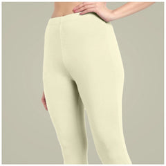 Mayawye Women's Cotton Blended Solid Ankle legging (Cream)