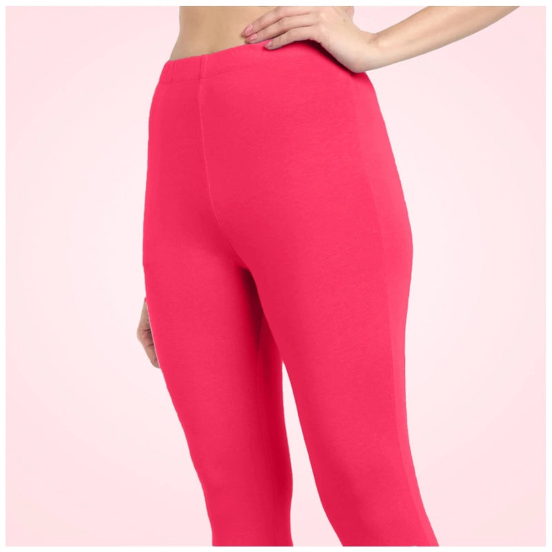 Mayawye Women's Cotton Blended Solid Ankle legging (Pink)