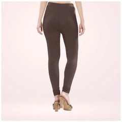 Mayawye Women's Cotton Blended Solid Churidar leggings (Brown)