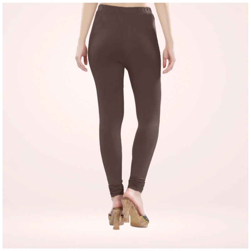 Mayawye Women's Cotton Blended Solid Churidar leggings (Brown)