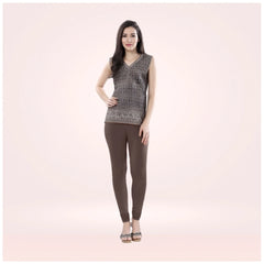Mayawye Women's Cotton Blended Solid Churidar leggings (Brown)