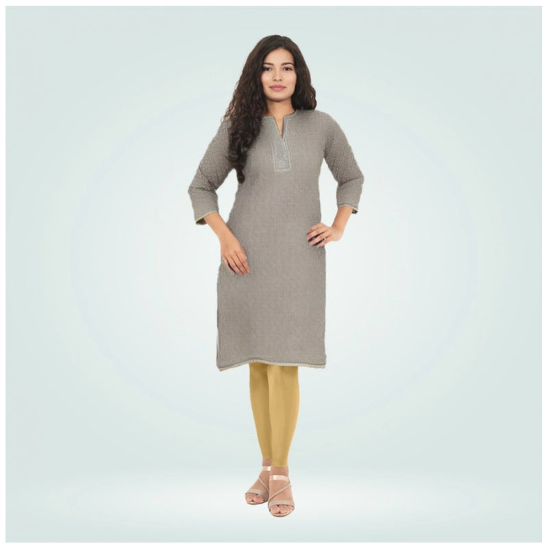 Mayawye Women's Cotton Blended Solid Shimmer Ankle leggings (Beige)