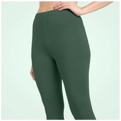 Mayawye Women's Cotton Blended Solid Ankle legging (Bottle Green)