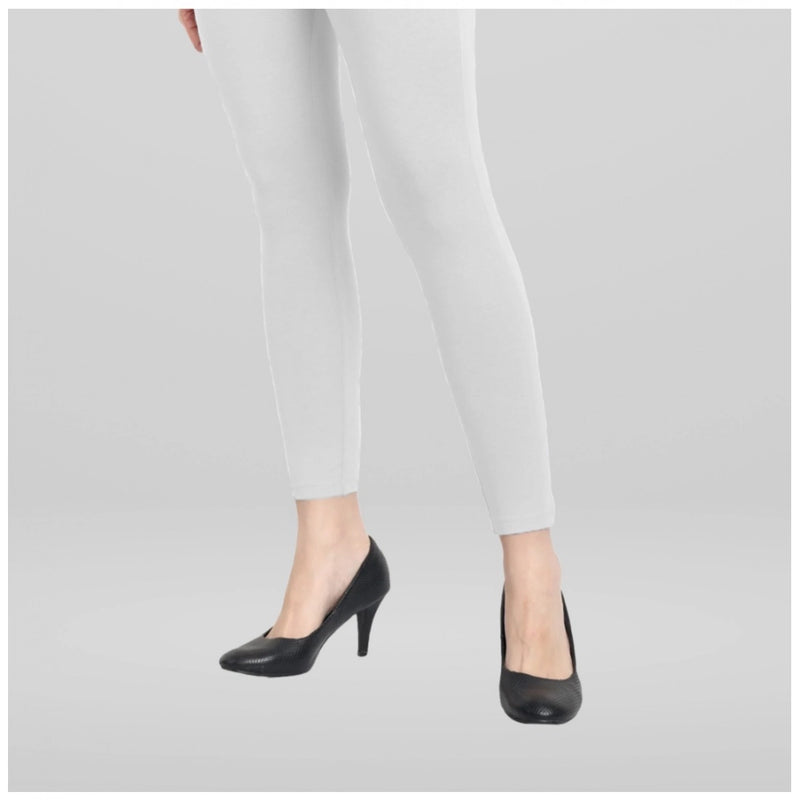 Mayawye Women's Cotton Blended Solid Ankle legging (White)