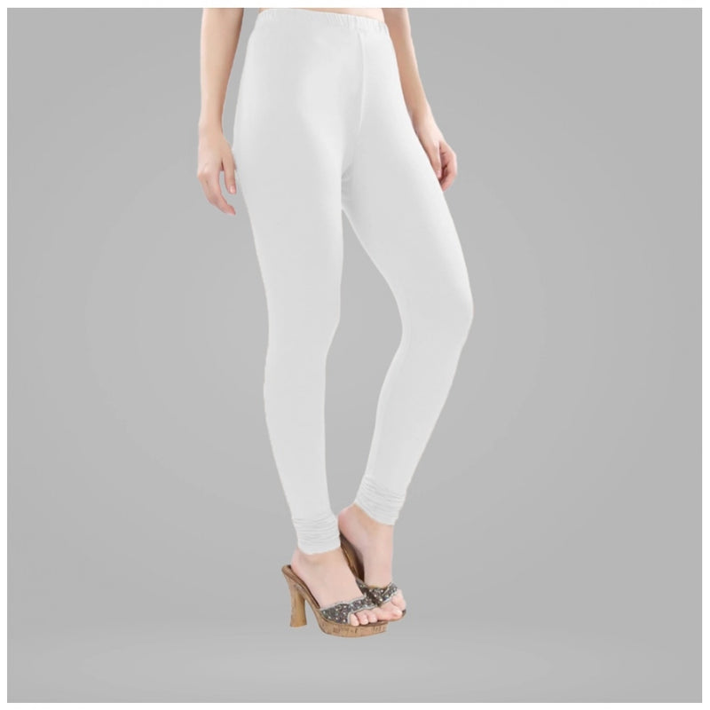 Mayawye Women's Cotton Blended Solid Churidar leggings (White)