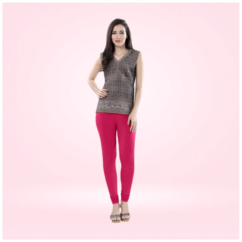Mayawye Women's Cotton Blended Solid Churidar leggings (Rani)