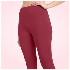 Mayawye Women's Cotton Blended Solid Ankle legging (Red Maroon)
