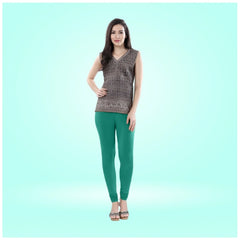 Mayawye Women's Cotton Blended Solid Churidar leggings (Rama Green)