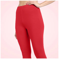 Mayawye Women's Cotton Blended Solid Ankle legging (Red)