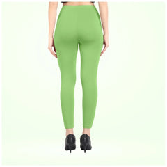 Mayawye Women's Cotton Blended Solid Ankle legging (Pista Green)
