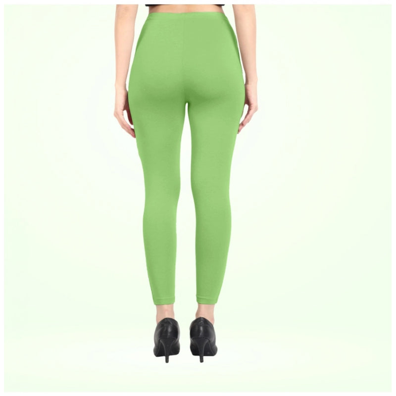 Mayawye Women's Cotton Blended Solid Ankle legging (Pista Green)