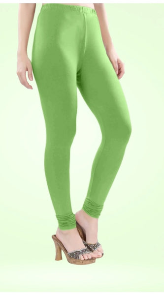Mayawye Women's Cotton Blended Solid Churidar leggings (Pista Green)