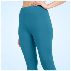 Mayawye Women's Cotton Blended Solid Ankle legging (Blue)