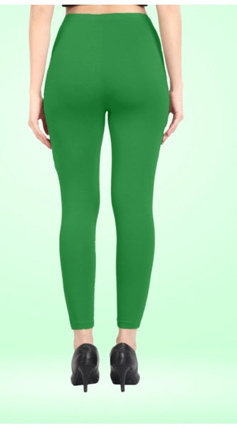 Mayawye Women's Cotton Blended Solid Ankle legging (Green)