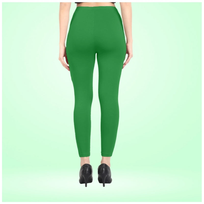 Mayawye Women's Cotton Blended Solid Ankle legging (Green)