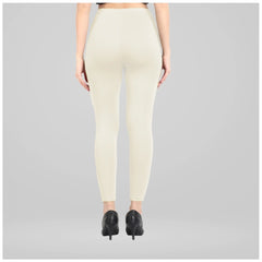 Mayawye Women's Cotton Blended Solid Ankle legging (Off White)