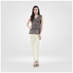 Mayawye Women's Cotton Blended Solid Churidar leggings (White)