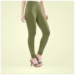 Mayawye Women's Cotton Blended Solid Churidar leggings (Olive Green)