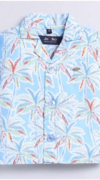 Mayawye Boy's Lycra Blend Printed Short Sleeve Shirt and Shorts Set (MultiColor)