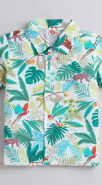 Mayawye Boy's Lycra Blend Printed Short Sleeve Shirt and Shorts Set (MultiColor)