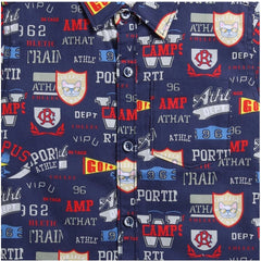 Mayawye Boy's Cotton Blend Printed Short Sleeve Shirt (Navy Blue)