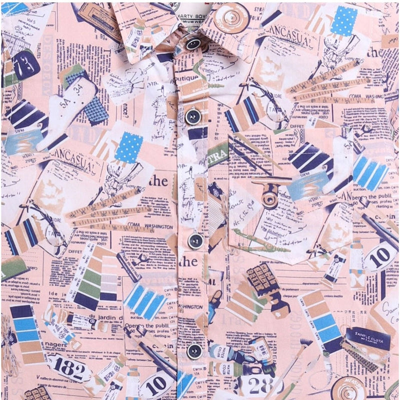 Mayawye Boy's Cotton Blend Printed Short Sleeve Shirt (MultiColor)