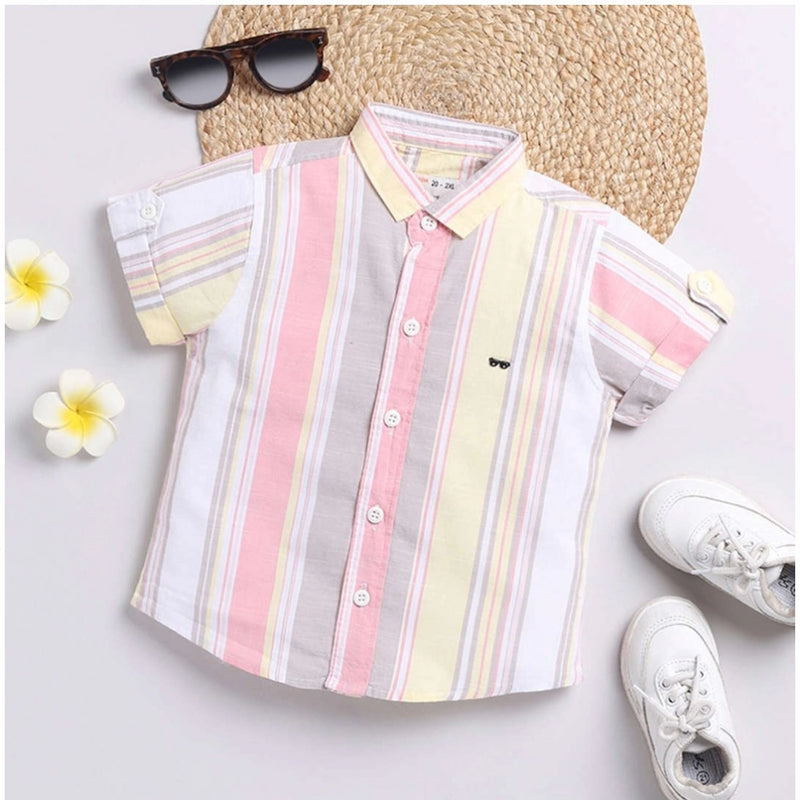 Mayawye Boy's Cotton Blend Printed Short Sleeve Shirt (MultiColor)
