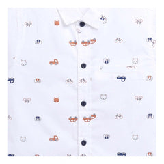 Mayawye Boy's Cotton Blend Printed Short Sleeve Shirt and Shorts Set (White)