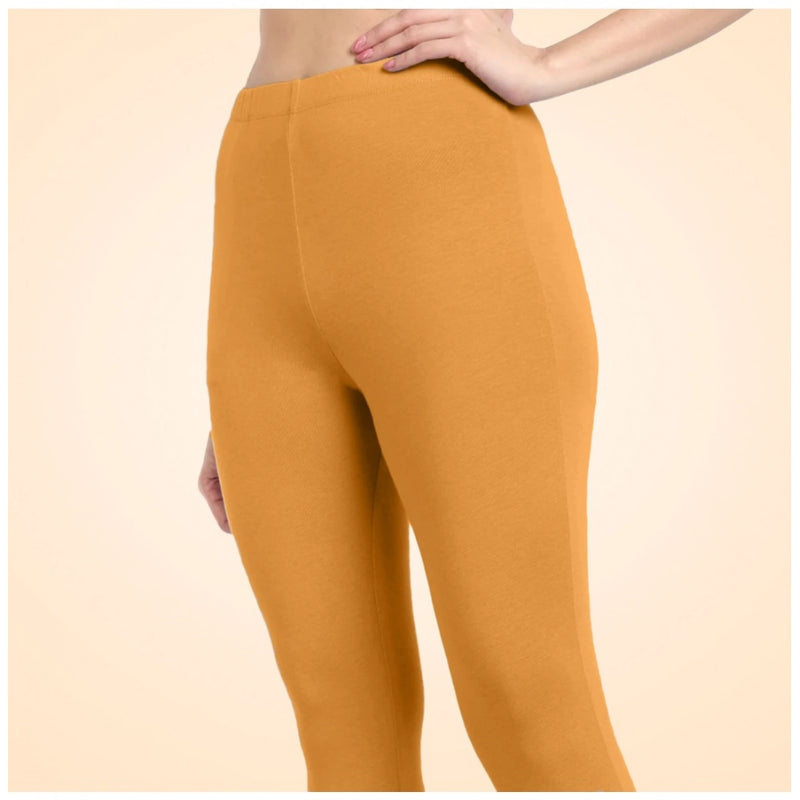Mayawye Women's Cotton Blended Solid Ankle legging (Mustard Yellow)