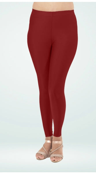 Mayawye Women's Cotton Blended Solid Shimmer Ankle leggings (Maroon)