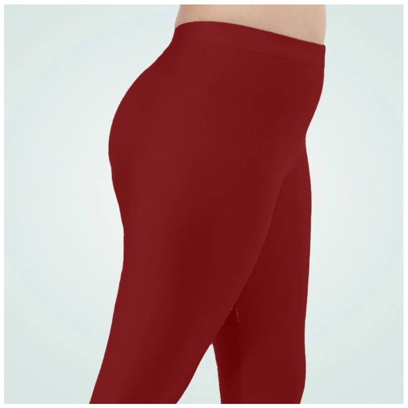 Mayawye Women's Cotton Blended Solid Shimmer Ankle leggings (Maroon)