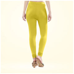 Mayawye Women's Cotton Blended Solid Churidar leggings (Lemon Yellow)