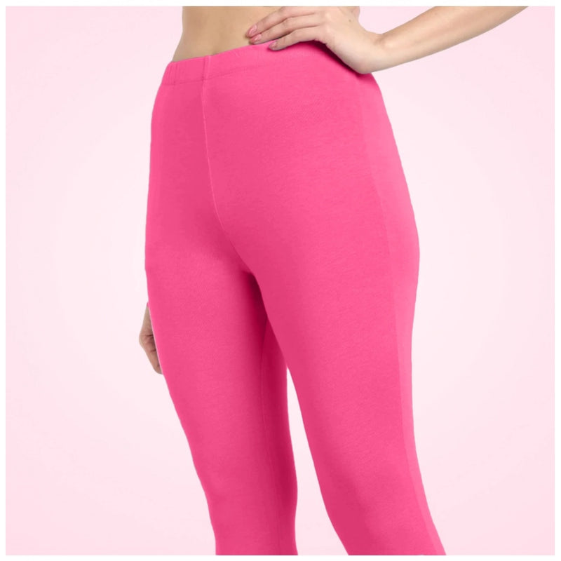 Mayawye Women's Cotton Blended Solid Ankle legging (Dark Pink)