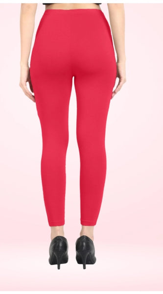 Mayawye Women's Cotton Blended Solid Ankle legging (Pink)
