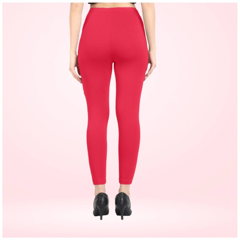 Mayawye Women's Cotton Blended Solid Ankle legging (Pink)