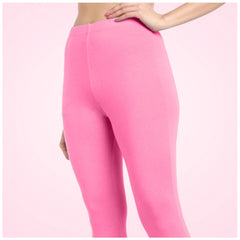 Mayawye Women's Cotton Blended Solid Ankle legging (Baby Pink)